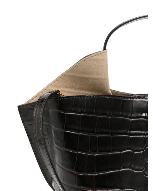 REE PROJECTS Black Mini Sac Cabas Ann À Effet Peau De Crocodile