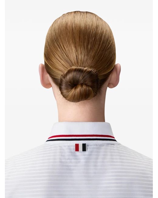 Thom Browne White Hairline 4-Bar Pleated Polo Mini Dress