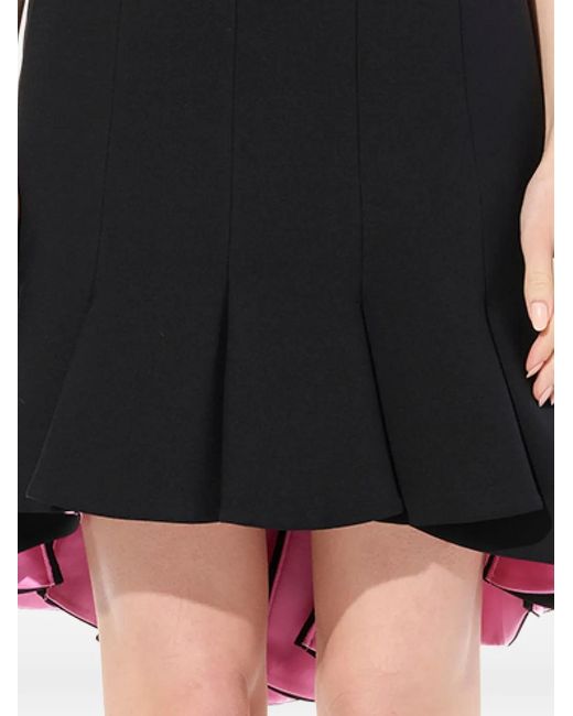 McQueen Black High-Low Pleated Mini Skirt