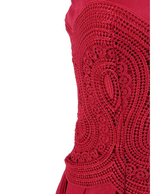 Clips Red Lace-Panelled Sleeveless Dress