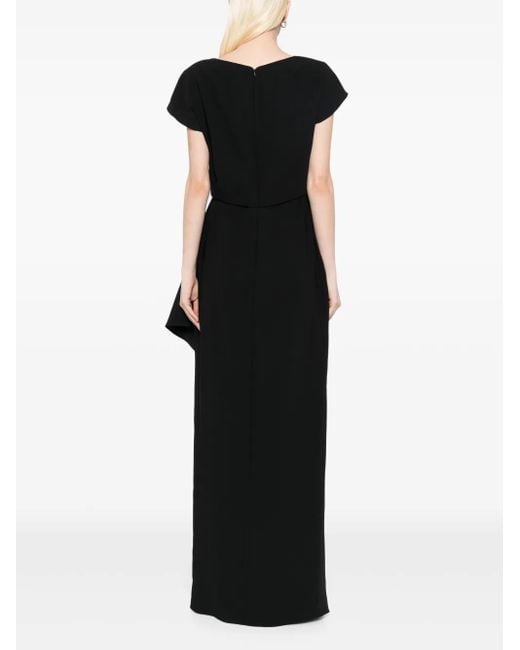 Amsale Black Draped Crepe Gown