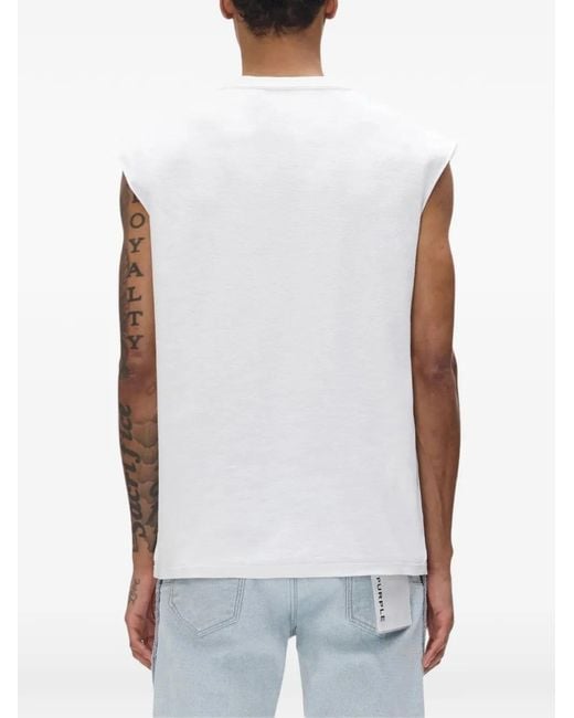 Purple Brand White Bead-Embellished Vest for men