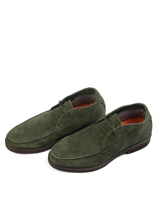 Andrea Ventura Firenze Green Suede Lace-Up Derby Shoes for men