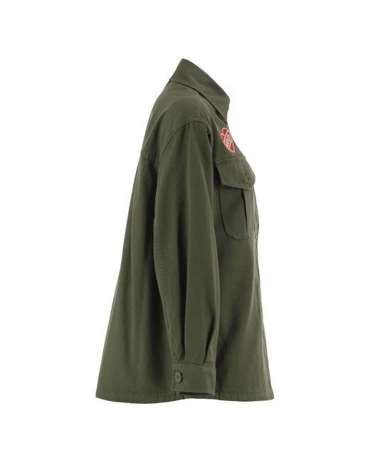 Weekend by Maxmara Green Embroidered-Patch Cotton Jacket