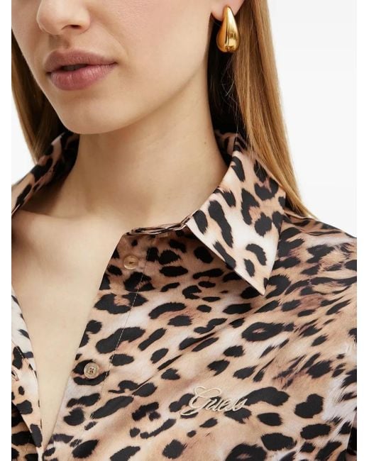 Guess Natural Bluse mit Leoparden-Print