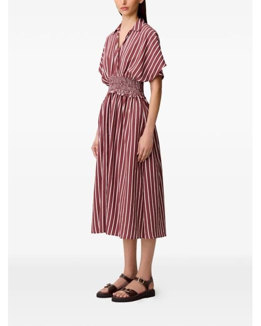 Robe Mi-Longue À Rayures Claudie Pierlot en coloris Red