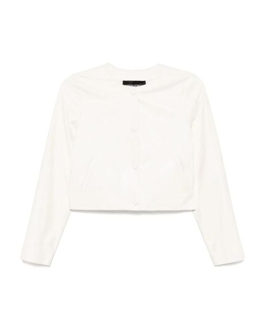 Veste En Cuir Downtown À Coupe Crop Cynthia Rowley en coloris White