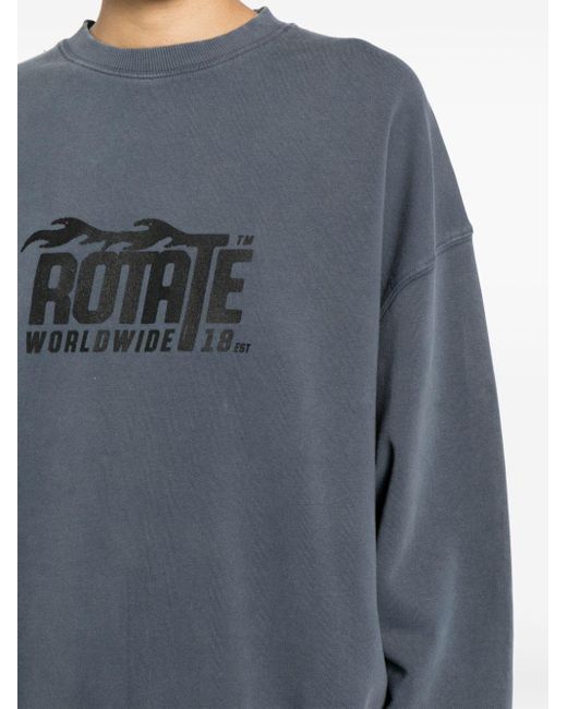ROTATE BIRGER CHRISTENSEN Blue Sw Enzyme Organic-cotton Sweatshirt