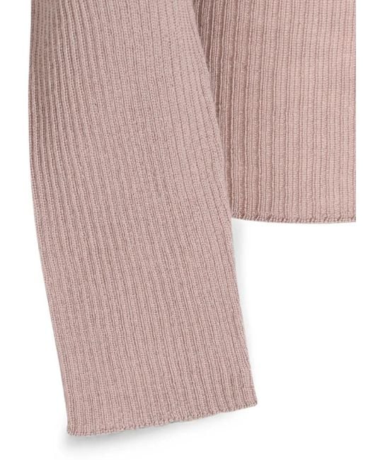 Rick Owens Pink Ribbed-Knit Roll-Neck Sweater