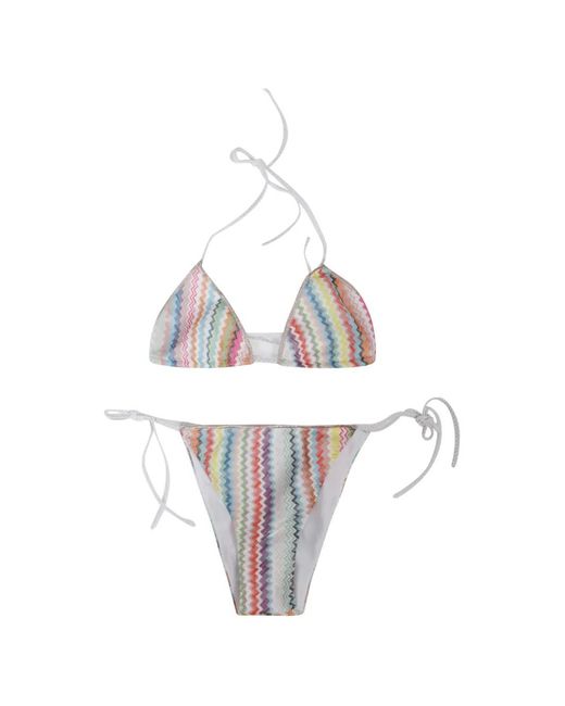 Missoni White Zig-Zag-Pattern Bikini