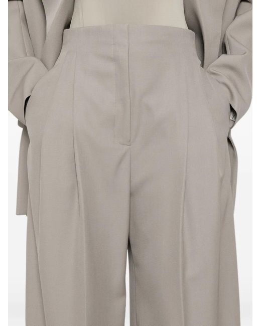 Mugler Gray Pleated Wide-Leg Trousers