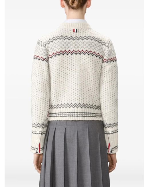 Thom Browne White Fair-Isle Cardigan