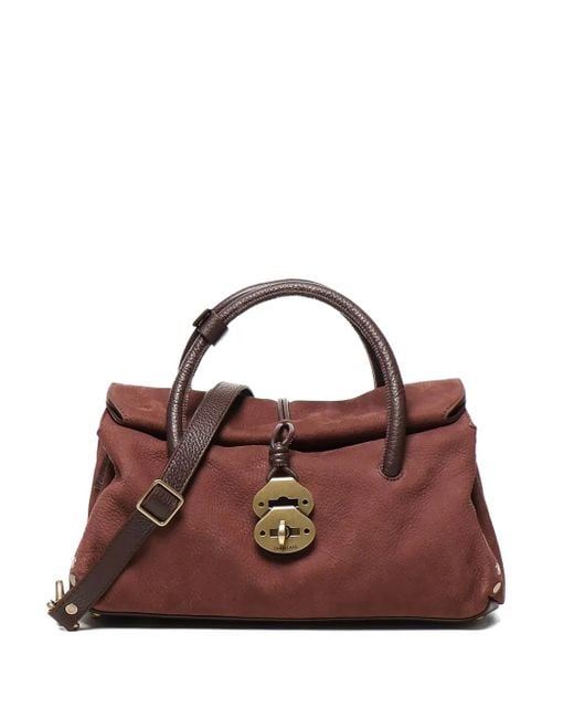 Zanellato Brown Dotta Leather Top-Handle Shoulder Bag