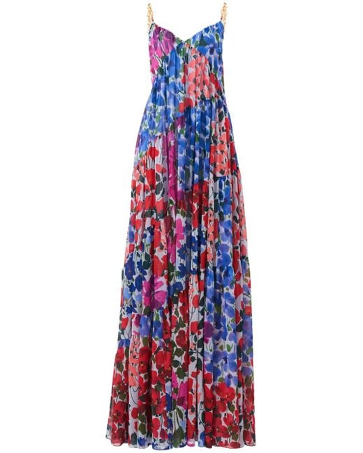 Carolina Herrera Jardin ティアード ドレス Red