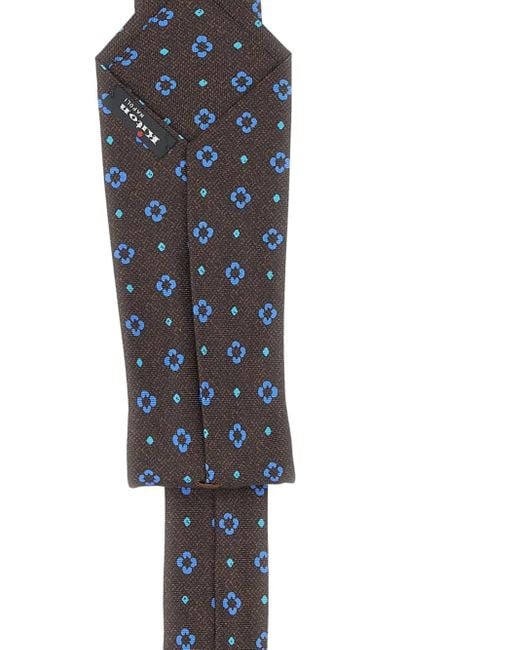 Kiton White Floral Silk Tie for men