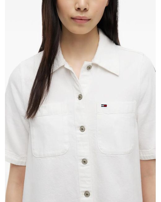 Tommy Hilfiger White Button-Up Short-Sleeve Mini Dress