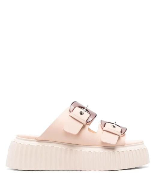 Agl Attilio Giusti Leombruni Pink Agatha Double-Buckle Slippers