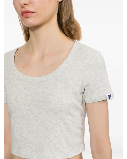 AAPE BY A BATHING AP White Logo-Printed Cropped T-Shirt
