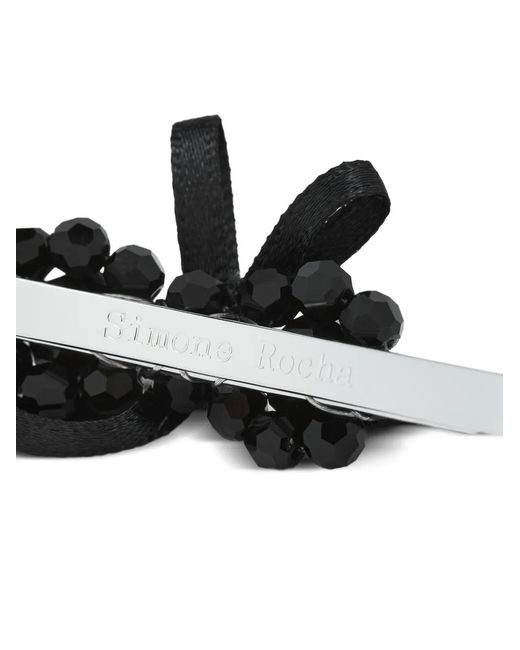 Simone Rocha Black Beaded Bow Hair Accessory