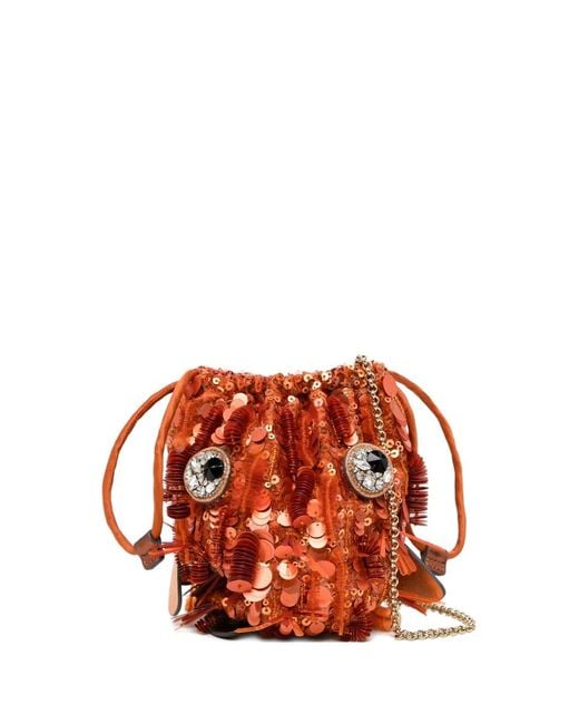 Anya Hindmarch Red Sequin-Embellished Crystal-Detail Crossbody Bag