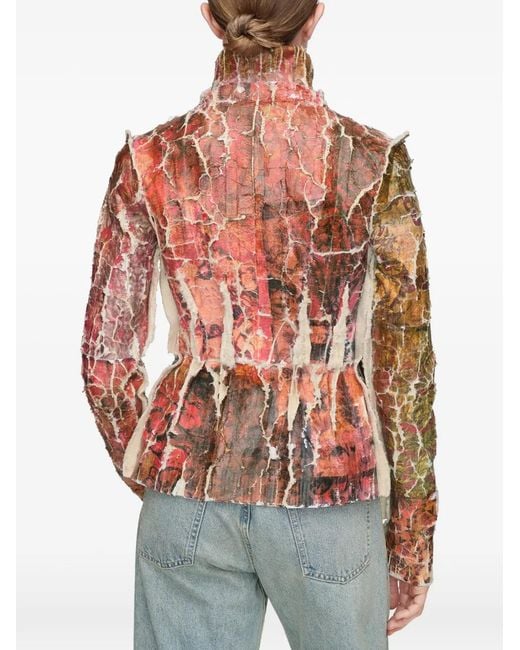 Maison Margiela White Fragmented Floral Zip-Up Cardigan