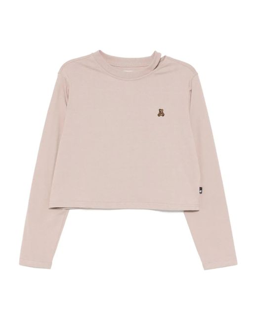 Izzue Natural Besticktes T-Shirt Mit Cut-Out