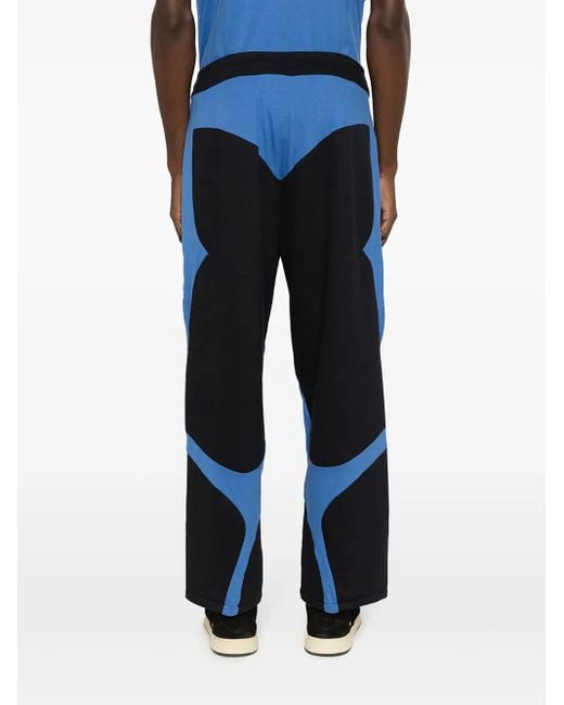 Amir Slama Blue Panelled Straight-Leg Trousers for men