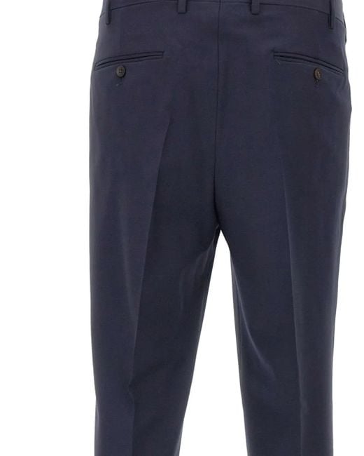 Devore Blue Pleated Front-Button Trousers for men