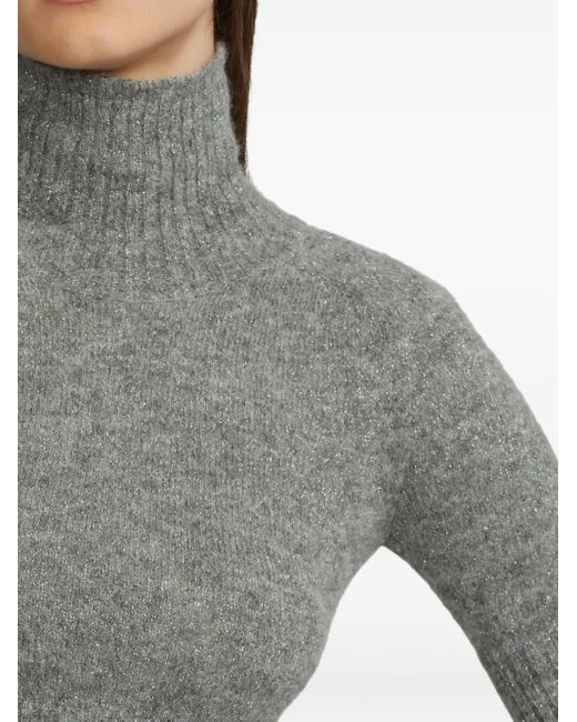 Ralph Lauren Gray Kurzärmeliges Rollkragenoberteil