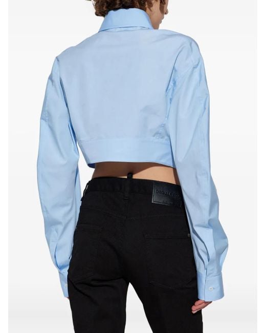 DSquared² Blue Cropped Cotton Shirt