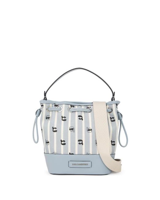 Borsa A Secchiello Ikon di Karl Lagerfeld in Blue