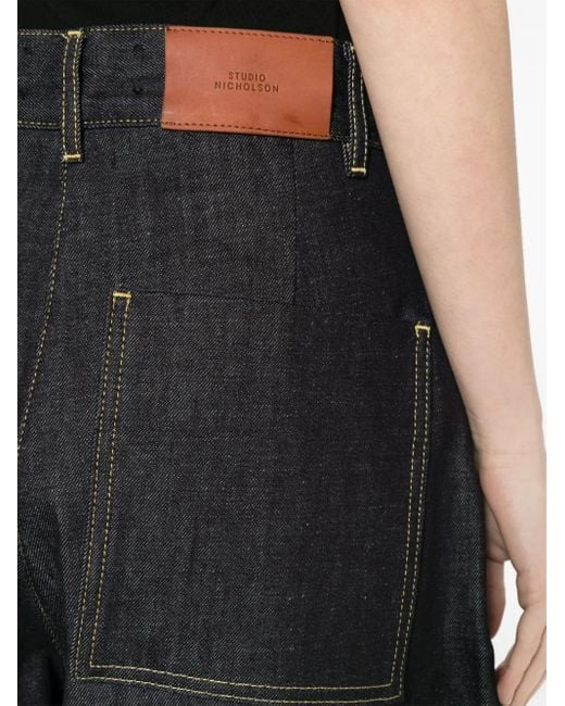 Studio Nicholson クロップド ワイドジーンズ Blue
