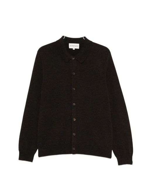 Bompard Black Jersey-Knit Shirt-Collar Cardigan for men