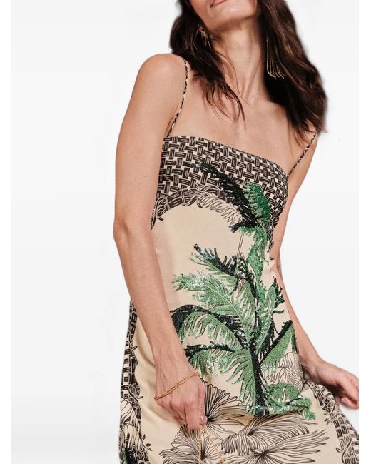 Johanna Ortiz Green Simbologia Floral Sequin Maxi Dress