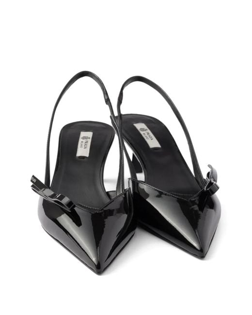 Prada Black Patent Leather Slingback Pumps