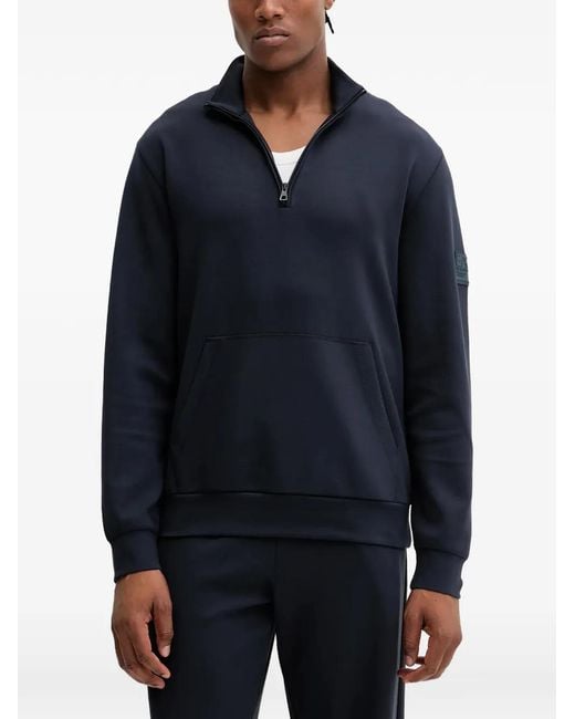EA7 Blue Logo-Patch Sweatshirt for men