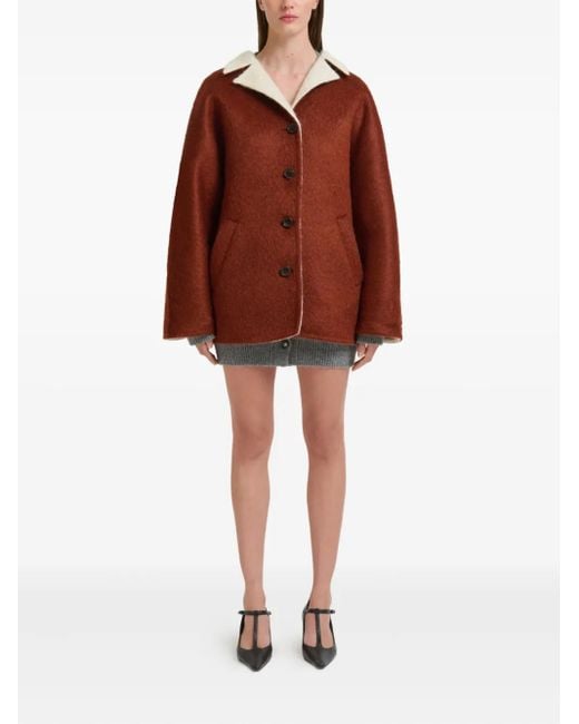 Marni Brown Contrast-Lapel Flared-Sleeves Jacket