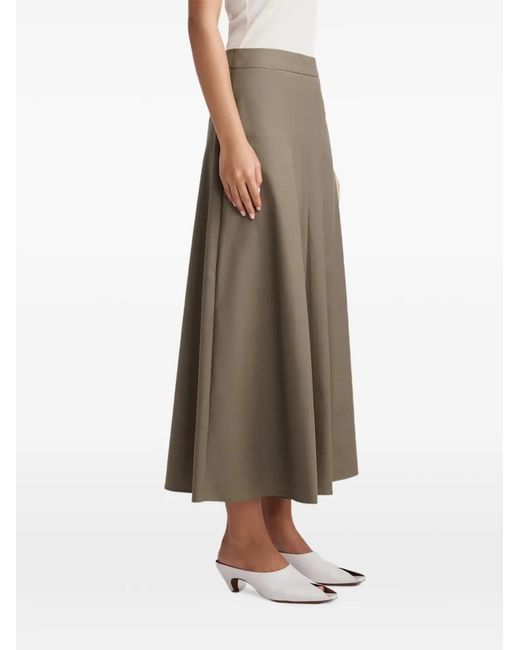 Anna Quan Natural Sable Pleated Midi Skirt