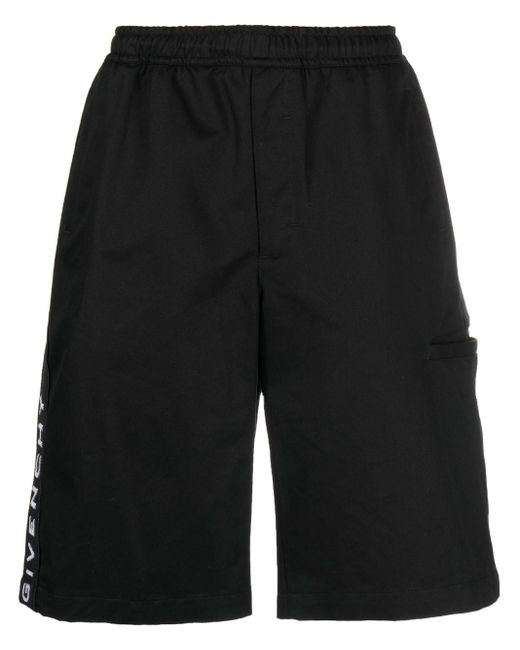 Givenchy Black Logo-embellished Cotton Shorts for men
