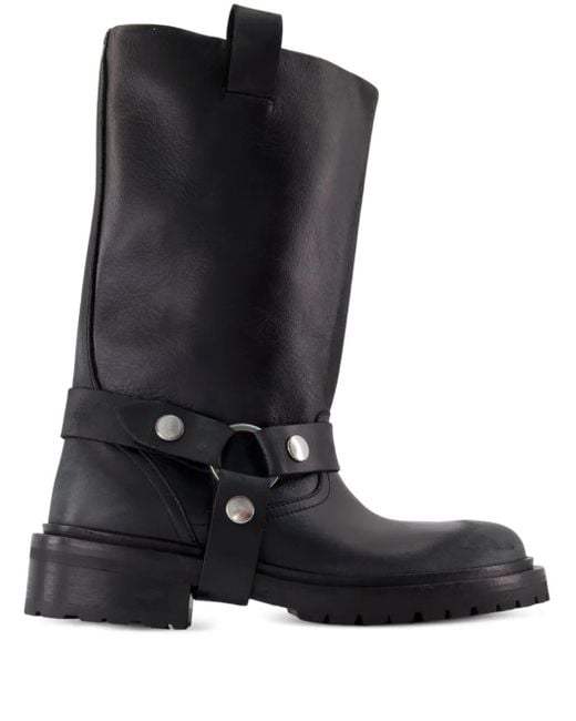 Golden Goose Deluxe Brand Black Kurt Buckle-Strap Calfskin Boots