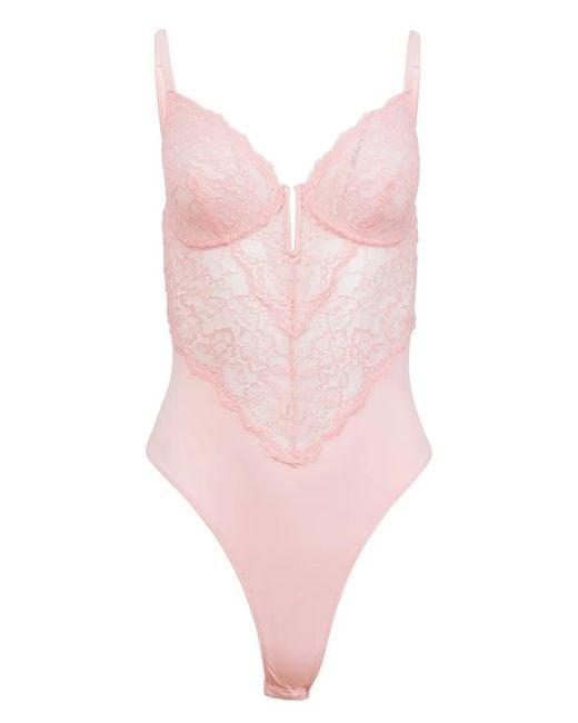 Fleur du Mal Pink Bianca Lace Bodysuit