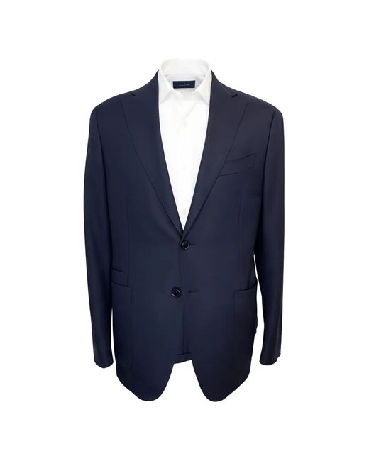 Luciano Barbera Blue Hopsack Wool Jacket for men