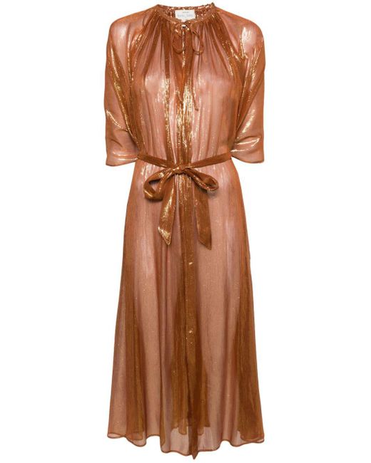 Forte Forte Brown Beaded Silk Chiffon And Lurex Cape