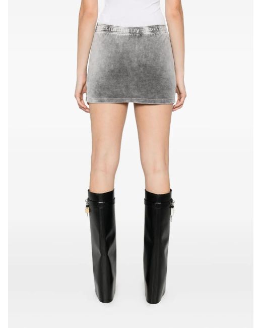 Alexander Wang Gray Embossed-Logo Mini Skirt
