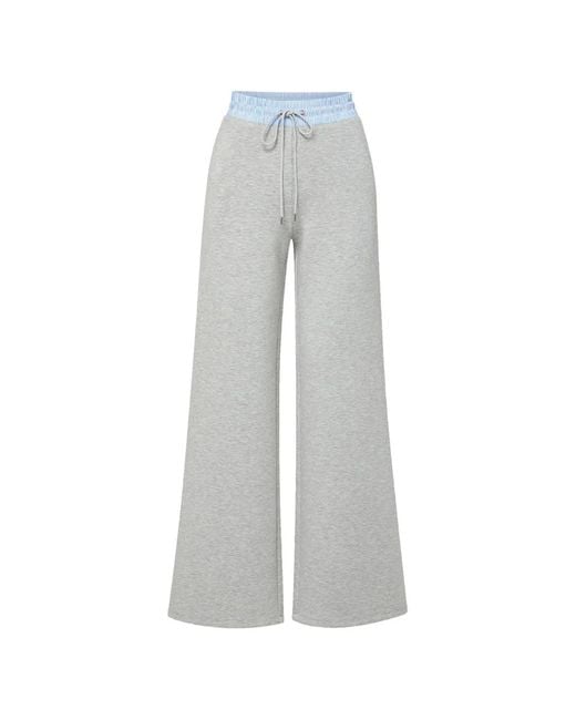 Veronica Beard Gray Ernie Drawstring Flare Track Pants