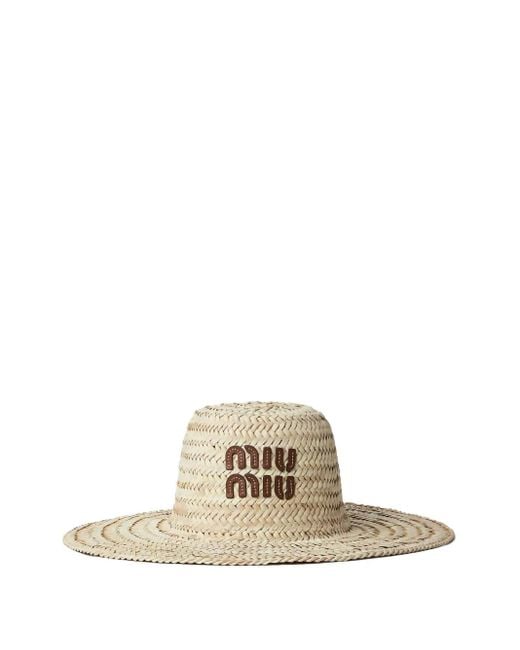 Miu Miu Metallic Logo-Appliqué Sun Hat
