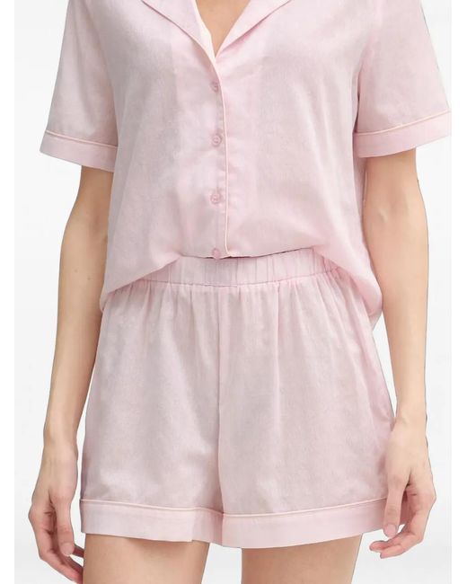 Guess Pink Short-Sleeve Button-Down Pajama Set