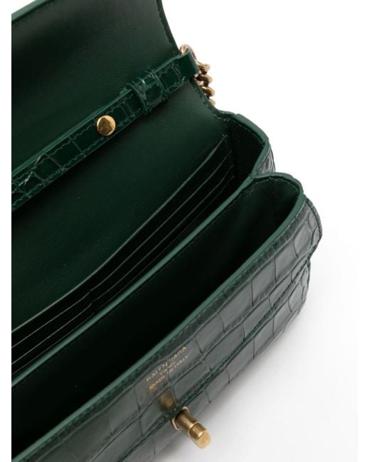 Balenciaga Black Crocodile-embossed Leather Crossbody Bag
