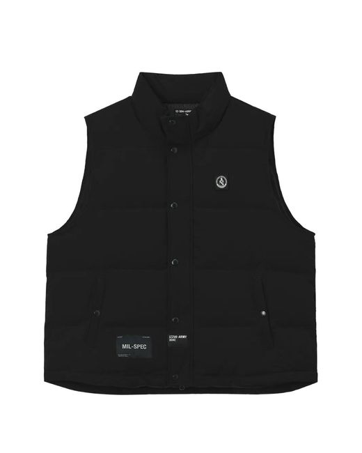 Izzue Black Padded Logo-Patch Gilet for men