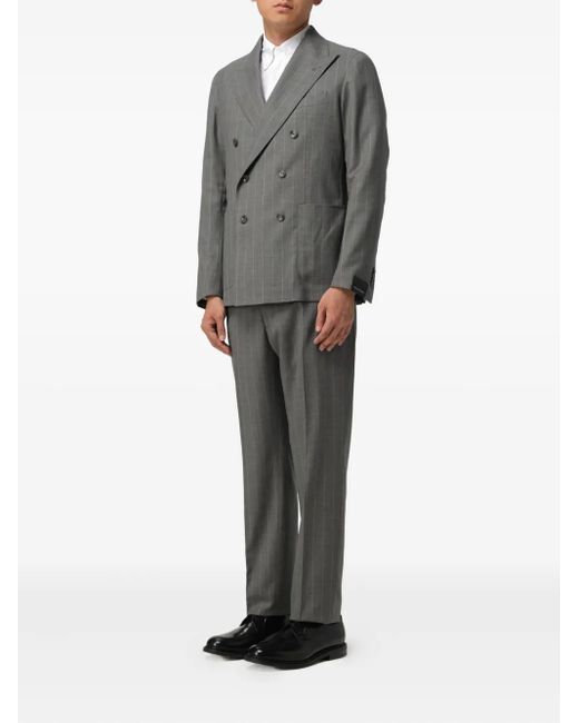 Tagliatore Gray Pinstripe Double-Breasted Suit Jacket for men